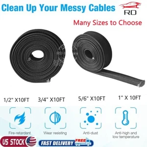Heat Hose Fiberglass Wrap Shield Sleeve 1/2" 3/4" 1" 10' Adjustable Hose for Car - Foto 1 di 11