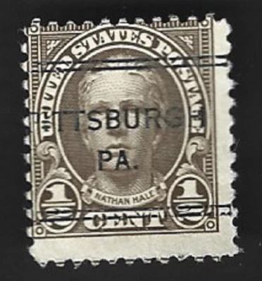 Scott#653 1/2c Nathan Hale DLE precancel - PITTSBURGH PA.  - (B-5) - Image 1 of 2
