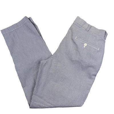 Pantalones Brooks Brothers Para Hombre 34x32 Azul Blanco Seersucker Algodón Chino Informal Preparación Foto 1 de 4