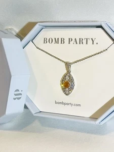 Bomb Party Call It A Crush Sonnenaufgang Orange Quarz Silber Glitzer Halskette - Bild 1 von 5