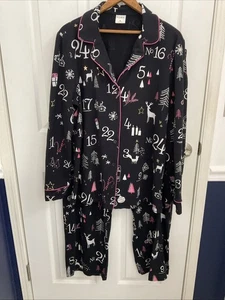 Set Pigiama Soma XL Holiday L/S Pantaloni Lunghi Bottoni Nero Rosa Bianco Elasticizzato Comodo   - Foto 1 di 7