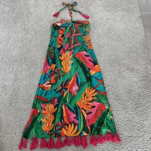 Farm Rio X Anthropologie Cover Up Maxi Halter Dress Sz Large Colorful NWT $185 - Picture 1 of 9
