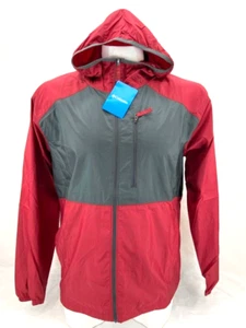 NEW Columbia Flash Forward Red Gray Windbreaker Lightweight Hooded Jacket Men L - Picture 1 of 8