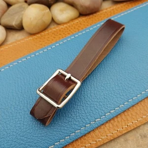 Shell Cordovan Leder Vintage Taschenuhr Anhänger Armband & vernickelte Schnalle - Bild 1 von 4