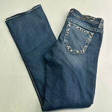 Miss Me Boot Cut Denim Jeans Embroidered Size 30 Inseam 34 Cotton Pants Women's