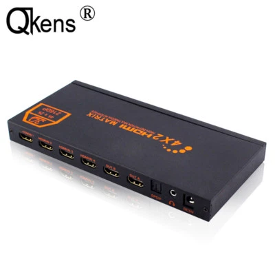 4x2 4K 3D HDMI Matrix Switch Splitter Audio Video Converter Laptop PC To Monitor - Image 1 of 4