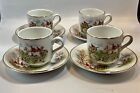 TALLY HO Made in Arklow Ireland Fox Hunt Tea Cups & Saucers S/4