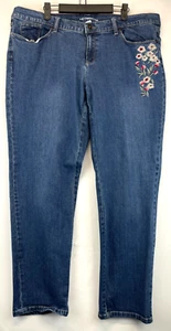 Liz Claiborne Denim Cropped Jeans - Womens Size 18 - Blue - Embroidered (3232) - Picture 1 of 17