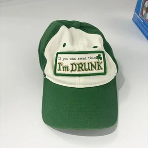 St. Patrick's Day "If you can read this i'm drunk" Irish Green and white Hat - Picture 1 of 4