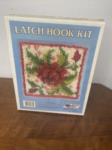 New National Yarn Craft Latch Hook Rug Kit Rose Flower 12" x 12" Style P412 - Picture 1 of 6