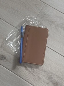 Leather Book Style Memo Book Cover 3x6 Pocket Notebook Note Pad Tan - Picture 1 of 3