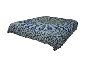 Hippie Blue Grey Mandala Tapestry Bohemian Wall Hanging Throw Dorm Decor - Picture 1 of 6