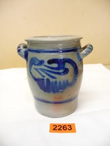 2263.      Alter Steingut Topf Deko  Schmalztopf old earthenware pot - Bild 1 von 4