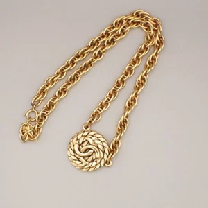 CHANEL CC Logo Chain Necklace Pendant GHW Gold-Plated Vintage 72RK526 - Picture 1 of 10