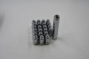 1/2" Spline Chrome Lug Nut Kit Conical Seat Inlcudes Key 1/2-20 Set 23 for Jeeps - Picture 1 of 7
