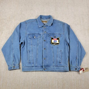 Vintage Wrangler Hero Denim Jacket Mens L Blue Jeans Trucker Medium Wash 90s - Picture 1 of 11