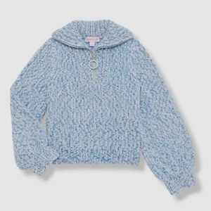 $60 Design History Girl's Blue Zip Collar Fisherman Sweater Size 6 - Picture 1 of 3