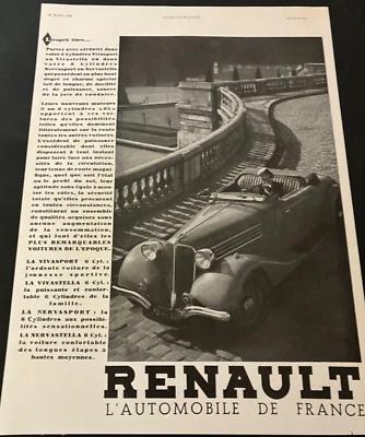 Francês 1935 Renault Vivasport Conversível - Vintage Impressão Original Anúncio/Arte de Parede - Imagem 1 de 4