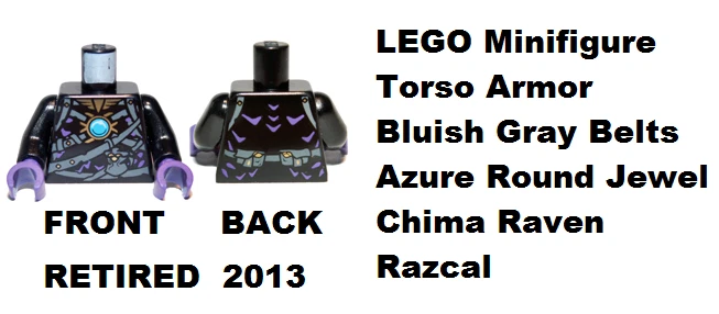 LEGO Minifigura Torso Armadura Cinturones Gris Azul Redondo Joya Chima Cuervo Razcal Foto 1 de 1