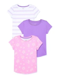 Wonder Nation Girls Kid Tough T-Shirt with Short Sleeves, 3-Pack, Size M(7-8) - Picture 1 of 3