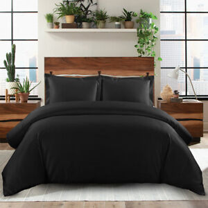 600 Thread Count 100% Combed Cotton Sateen Weave Solid Duvet Cover Set