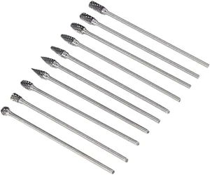 Yakamoz 10 Stck. 3 mm (1/8") Schaft lang Doppelschnitt Wolframcarbid Grate Rotary Fil - Bild 1 von 12