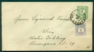 HÚNGARA 1884, sobre 3 k (H&G #9-$100) más 2 kr atado BUDAPEST a ALEMANIA, en muy buen estado - Imagen 1 de 1