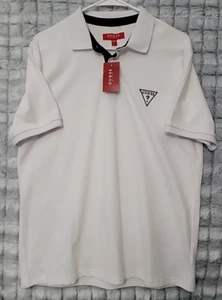 Guess Sutton Band IB Casual Classic Polo Mens Large Shirt Pure White T4YP26KAG60 - Picture 1 of 3