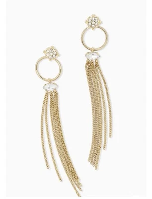 Stella & Dot GRACIE CHANDELIER 金色浸黄铜声明耳环带 OG 盒 — 第 1/4 张图片