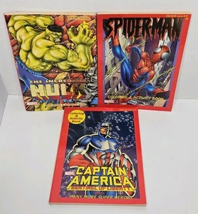 New 2002/03 Marvel Hulk, Spiderman & Captain America Coloring & Activity Books - Foto 1 di 8