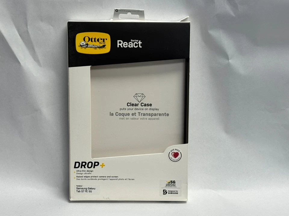 OtterBox React Series Slim Case for Samsung Galaxy Tab S7 FE 5G - Black Crystal - Image 1 of 4