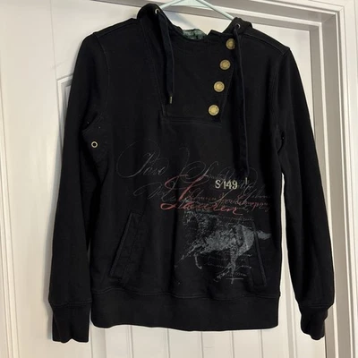 De Colección Lauren Jeans Company RL Sudadera con Capucha Mujer Pequeña Negra Sudadera Gráfico de Caballo Foto 1 de 4