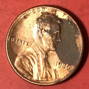 1986 Lincoln Penny 1 Cent Error Missing ￼ Part ￼Copper Clad Layer ￼ - Picture 1 of 6