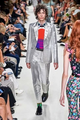 Pantalones Paco Rabbane H&M plateados metálicos Y2K Foto 1 de 4