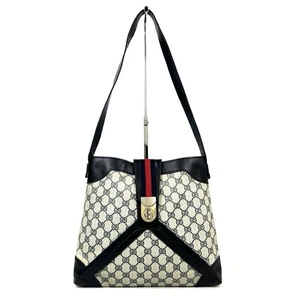 Borsa a tracolla Gucci Vintage GG Supreme PVC Turn-Lock Navy Shelley Line Autentica - Foto 1 di 24