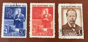 Russia 1945 SC # 989-91 Invention of radio by Popov MH-USED - Picture 1 of 2