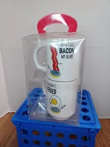 Set of two Comical Coffee Mugs breakfast time hilarious gift camping NEW. - Picture 1 of 7