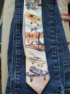 Ralph Marlin Flugzeug Krawatte BICENTENNIAL OF FLIGHT - 1989 Top Flight Vintage - Bild 1 von 2