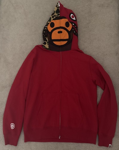 Felpa con cappuccio e zip intera uomo A Bathing Ape (BAPE) "Milo Shark" taglia: JAP XL USA Large