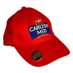 Carlton Mid Baseball Cap Adult OSFM Red Metal Bottle Cap Opener in Brim NWOT - Bild 1 von 12