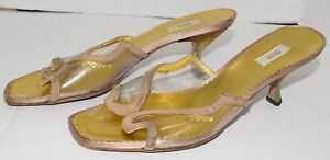 PRADA Made in Italy PVC Slide Sandals Lucite Heels Open Toe Womens Sz 38.5