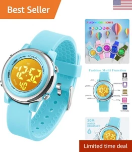 Waterproof Sport Watch for Kids - LED Electrical, Luminous Alarm Stopwatch - Picture 1 of 9