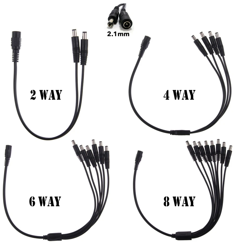 Alimentatore 12 V 2 A/5A 2/4/6/8 splitter adattatore cavo connettore telecamera a circuito chiuso/LED
