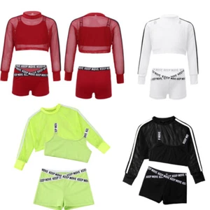 Kids Girl Cool Hip Hop Dance Outfits Workout Blouse Tank Top Boy Shorts 3pcs Set - Picture 1 of 37