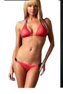 Sinful Palm Springs Bikini Red Bling, Women's Top Size M/L bottom Size XS/S Nwt - Picture 1 of 14