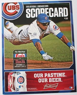2015 Chicago Cubs vs Arizona Diamondbacks Scorecard Addison Russell Slide Cover - Image 1 of 2