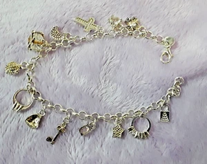 8 Inch Adjustable Charm Bracelet,Cross,WeddingRing,Heart,KeyClear Stone, Etc. - Picture 1 of 3