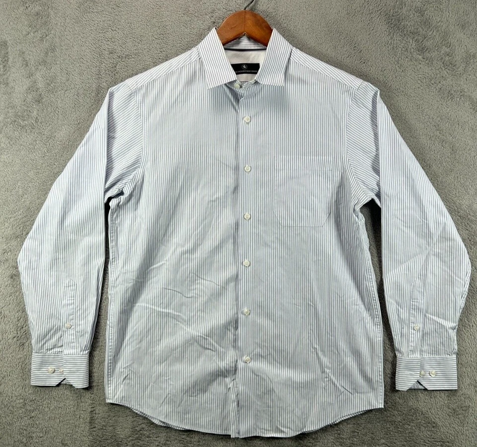 Camisas HART SCHAFFNER MARX Para Hombres Medianas Abotonadas Azul Rayas Manga Larga Extendidas Foto 1 de 4