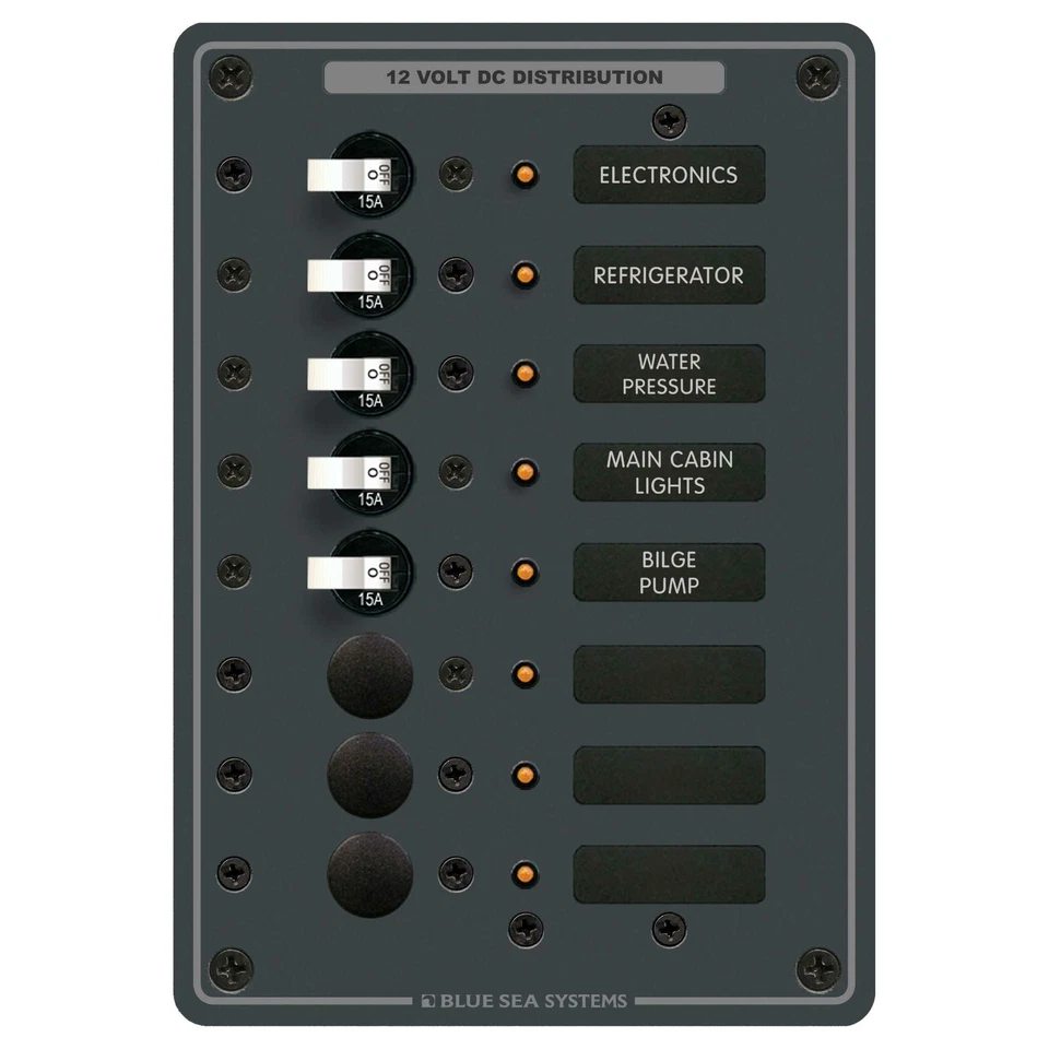 Panel de distribución de energía Blue Sea 8023 12V 24V DC barco marino de 8 posiciones Foto 1 de 1