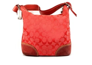 COACH Signature Hobo Red Shoulder Bag A04K-6347 - Picture 1 of 8